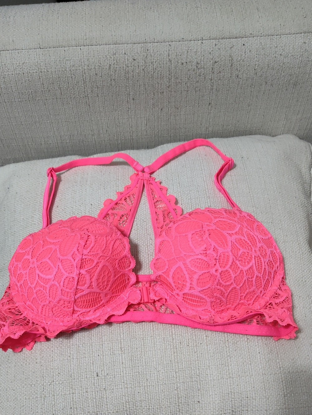 Victoria's Secret Neon Pink Lace Racerback Bra